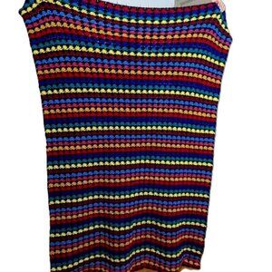 Vintage‎ Rainbow Granny Square Crochet Blanket Afghan Midcentury Handmade Boho